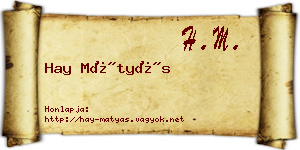 Hay Mátyás névjegykártya