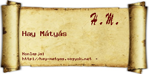 Hay Mátyás névjegykártya